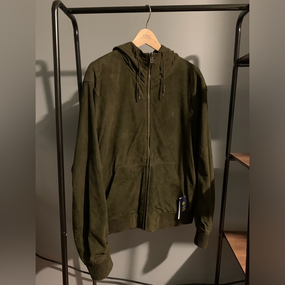 Ralph Lauren Reversible Suede-Taffeta Hooded Jacket 
Condition- Brand new